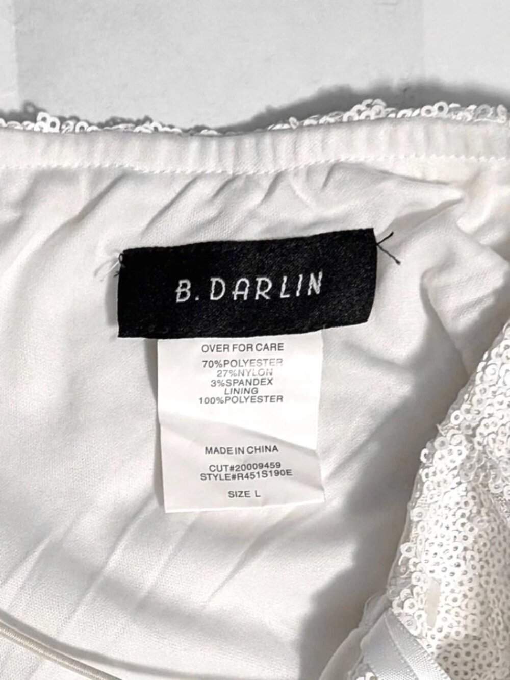 B. Darlin White Sequin Party Evening Cowl Neck Bodycon Dress - Picture 2 of 4